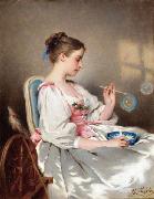 Charles Joshua Chaplin Blowing Bubbles France oil painting artist